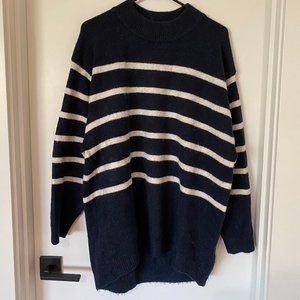 White and Blue Striped Zara Sweater